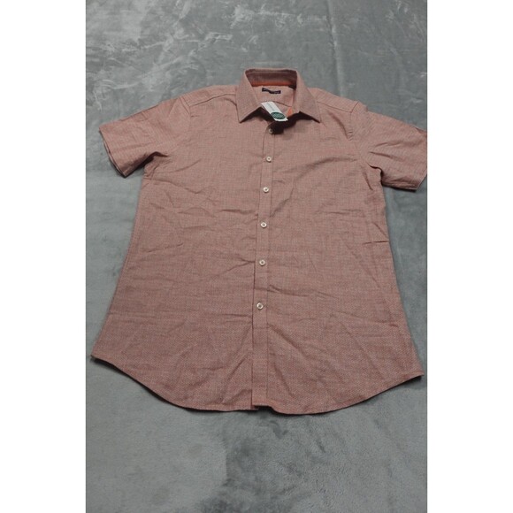 Jack Maverick Men's Medium Red Linen Cotton Blend Short Sleeve Shirt NWT - Picture 1 of 8